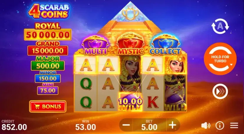 4 Scarab Coins Hold and Win main features