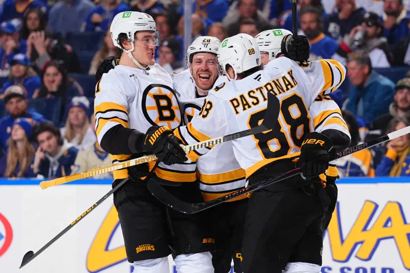 David Pastrnak and teammates