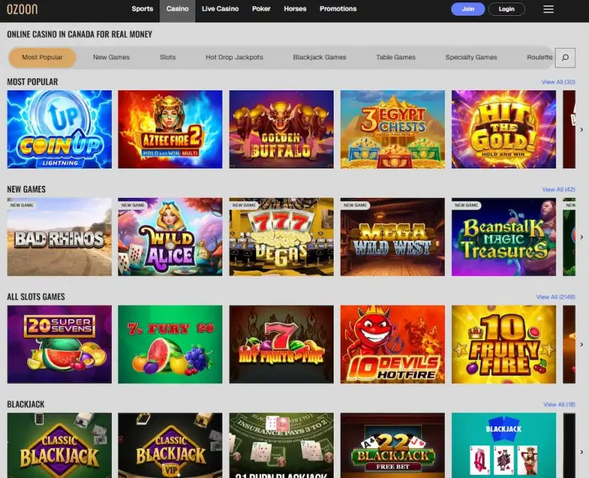 Ozoon Casino Features May 2026