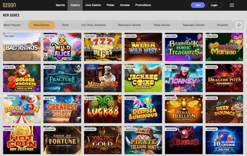 Ozoon Casino Games May 2026