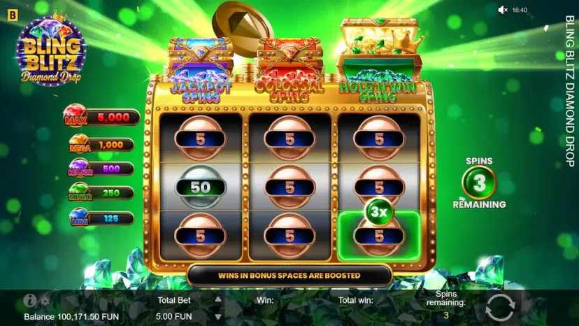 bling blitz diamond drop hold 'n' win spins