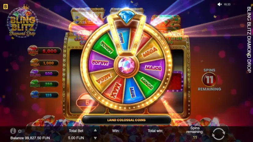 bling blitz diamond drop jackpot spins