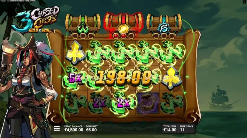 3 Cursed Chests: Hold & Win Green Chest Cursed Wilds