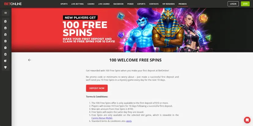 betonline 100 free spins