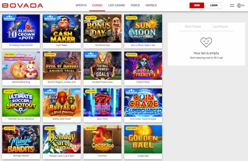 bovada casino games june 2026