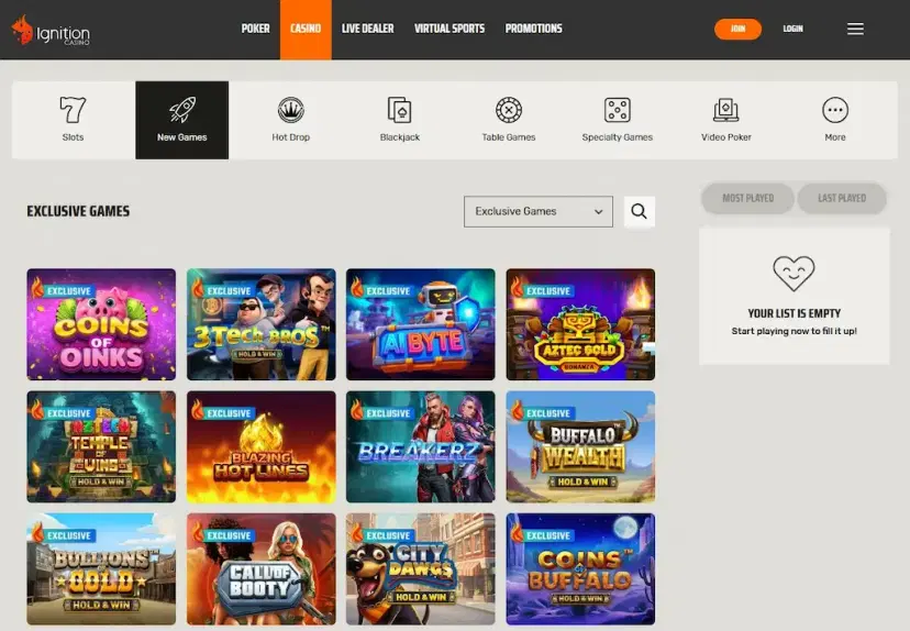 ignition casino games june 2026