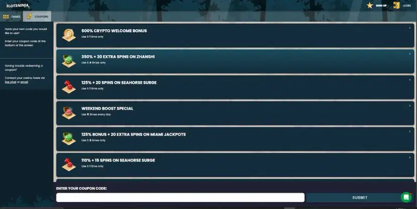 slots ninja casino other bonuses and promos june 2026