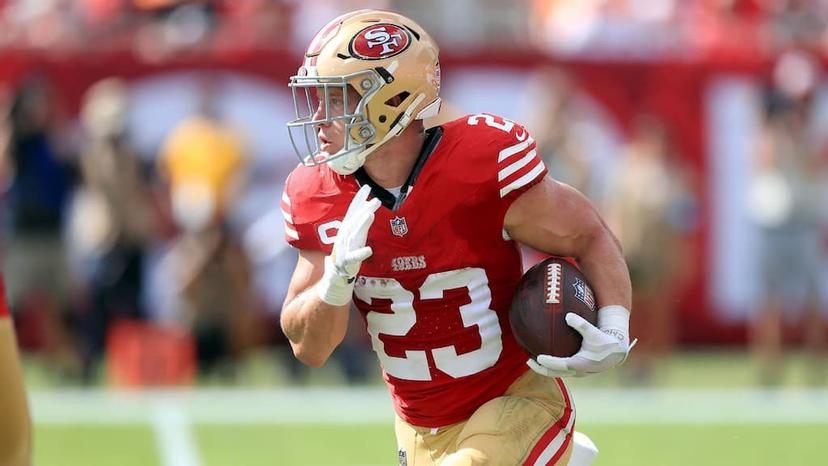 NFL Prop Betting Guide cover (San Francisco 49ers running back Christian McCaffrey)