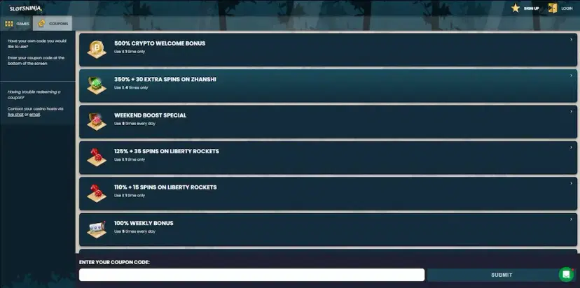 slots ninja casino other bonuses and promos july 2026