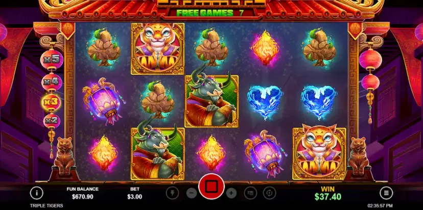triple tigers free games with cascading multiplying wins