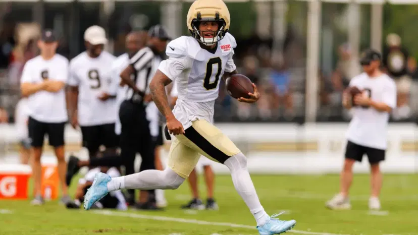 Rookie wide receiver Jordan Tyson of the New Orleans Saints
