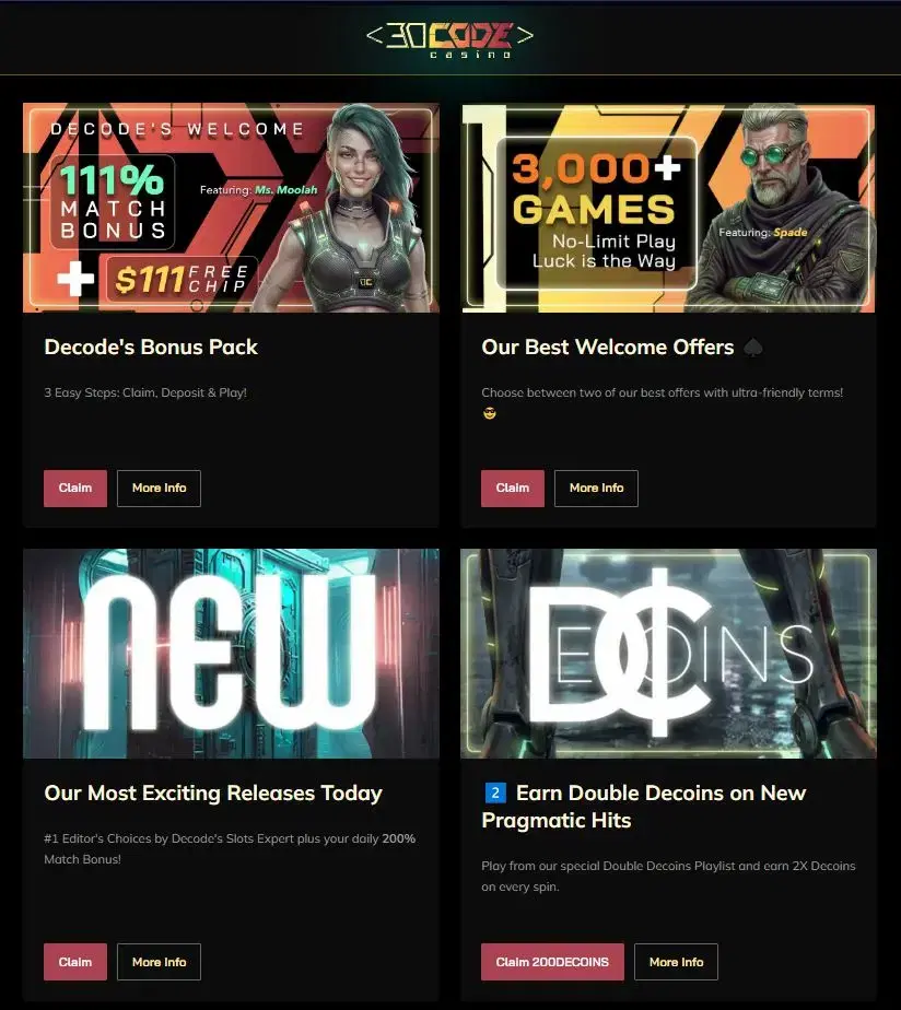 decode casino other bonuses and offers aug 2026
