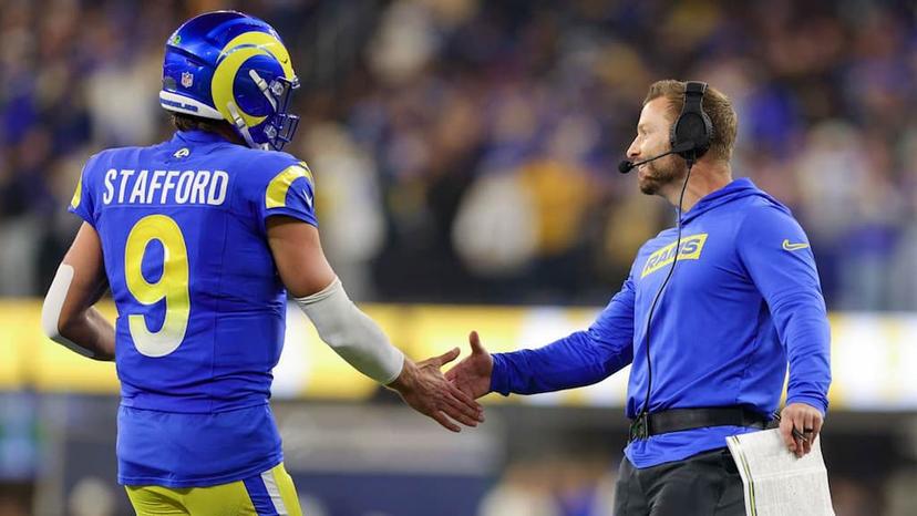 Best NFL Betting Resources cover (Matthew Stafford and Sean McVay handshake)