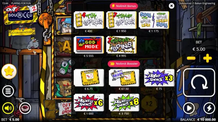 outsourced 2 nolimit bonus and nolimit booster