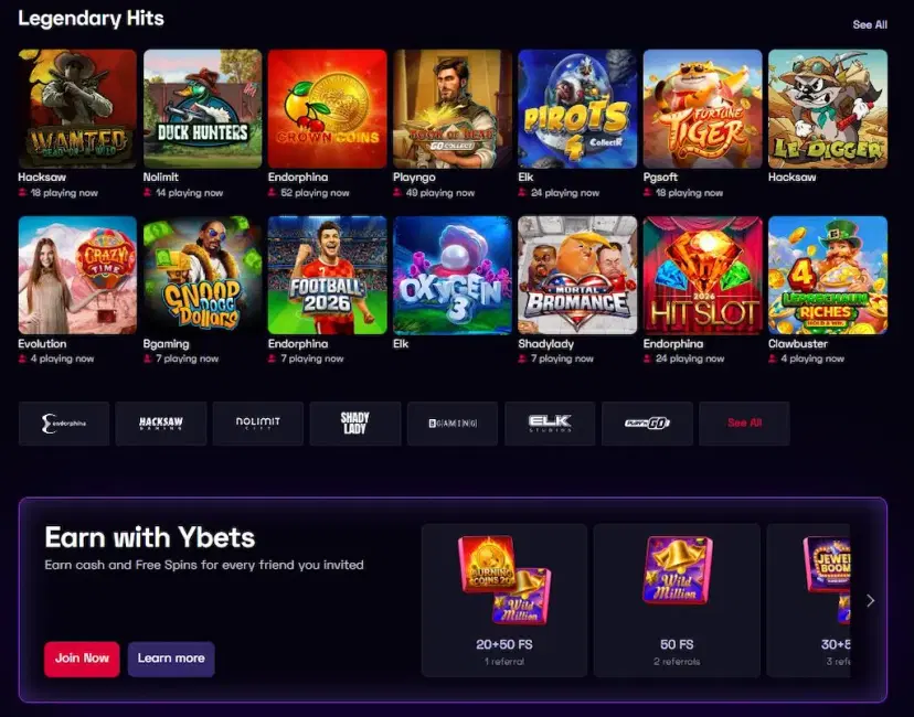 ybets casino features aug 2026
