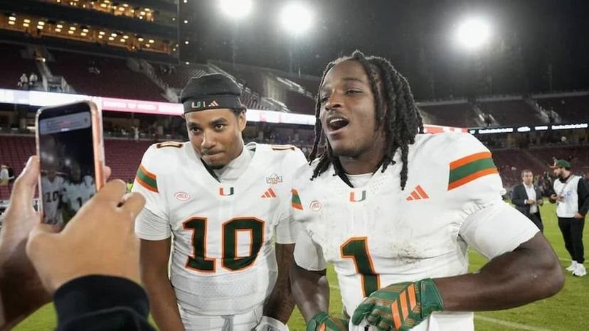 College Football Playoff Betting Guide cover (Darian Mensah and Malachi Toney of the Miami Hurricanes)