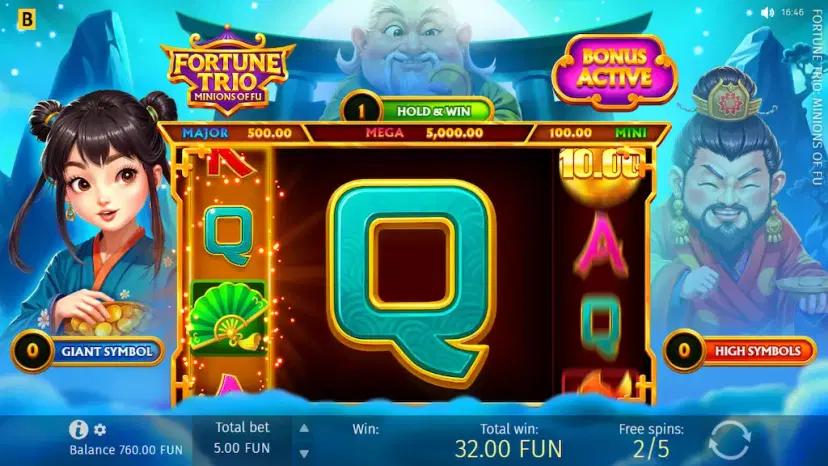fortune trio: minions of fu free spins + giant symbols