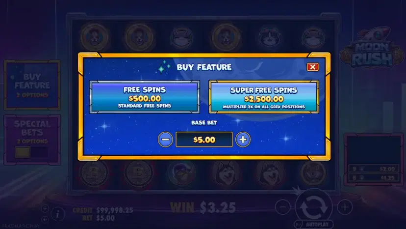moon rush buy feature