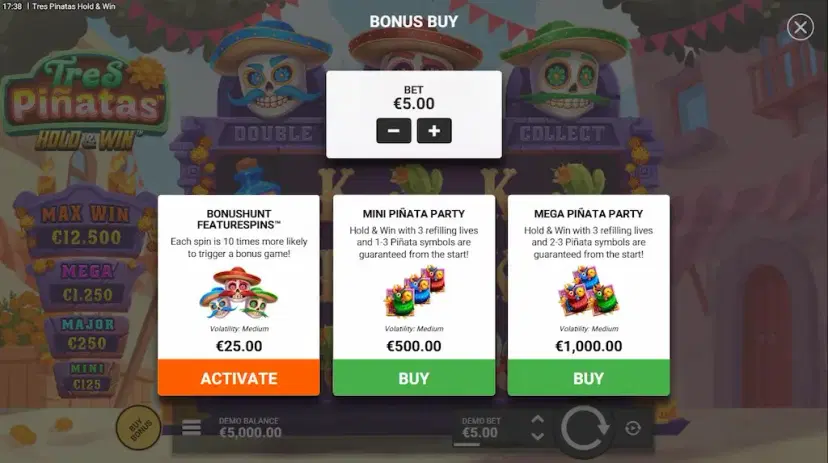 tres pinatas hold & win buy bonus