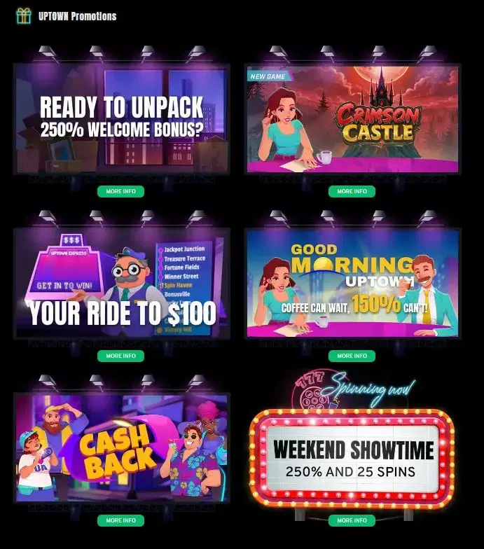 uptown aces casino other bonuses and promos oct 2026