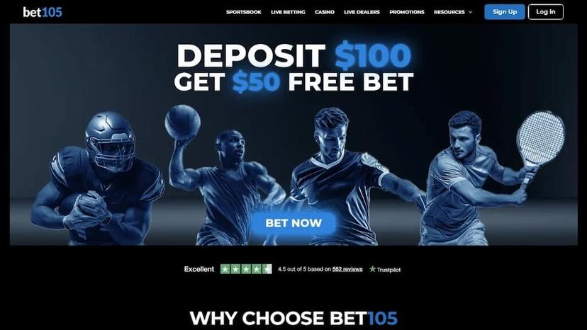 Bet105 welcome bonus page